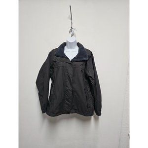 Columbia Jacket Adult Large Gray Windbreaker Rain Hood Full Zip Women's